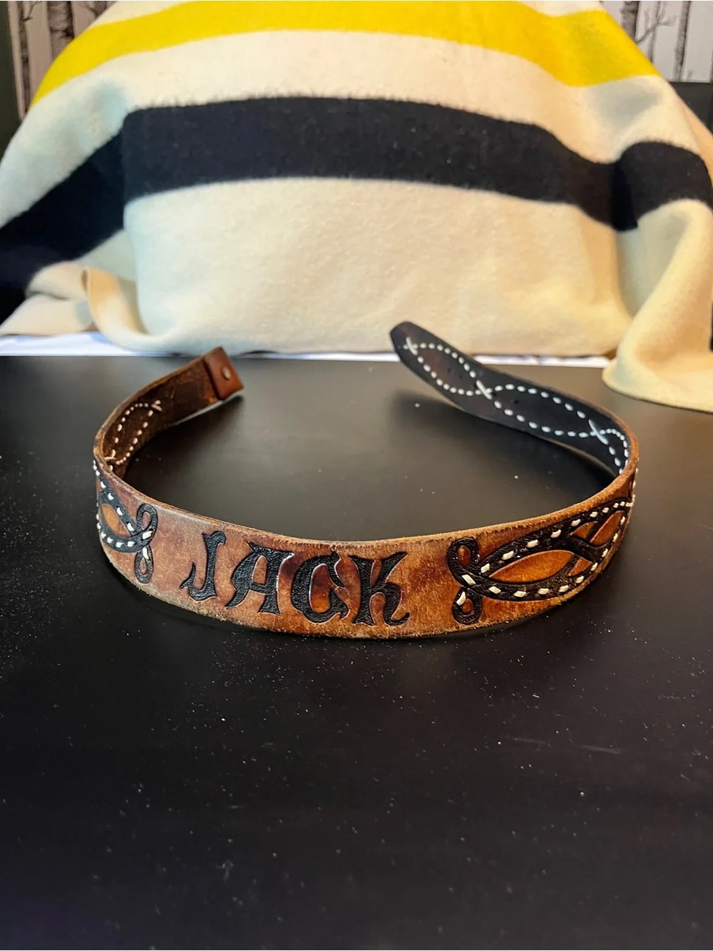 Vintage Personalized Brown Leather belt Name - 